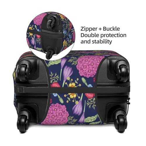 Floral Print Luggage Cover For Suitcase,Washable Elastic Travel Suitcase Protector With Zipper Closure And Bottom Buckle – Fits 18-32" Luggage-X-Large2