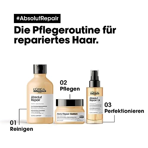 Foto von L'Oréal Professionnel Reparierende Haarmaske für strapaziertes und trockenes Haar, Mit Quinoa, Serie Expert, Absolut Repair Gold Maske, 250 ml