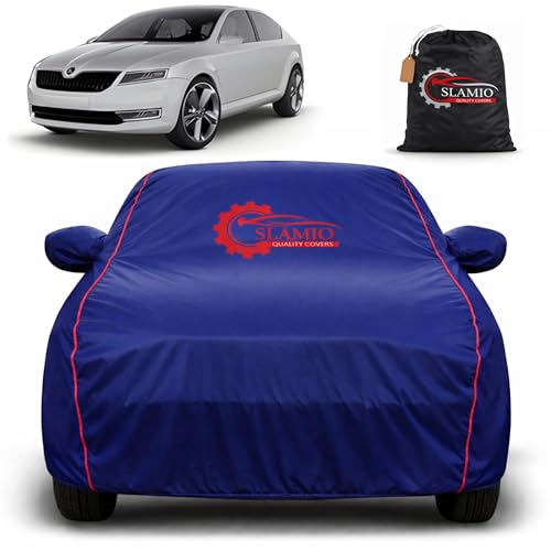 Image of Car Cover for Skoda Laura | 100% Waterproof Heavy-Duty 3-Layer Car Body Cover | All-Weather Rain, UV, Sun & Dust Protection | Custom Fit | Mirror & Antenna Pockets | Navy Blue