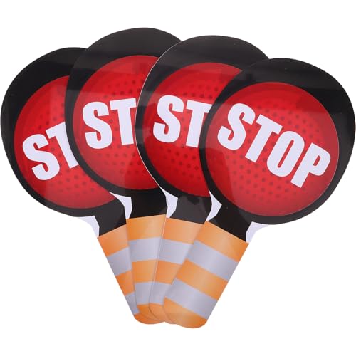 iplusmile 4 pièces Panneaux Signalisation Garçon Fille Stop Paddle Double Face Rouge Vert Éducatif Sécurité Routière Jeu Traversée Piétons pour Garçon Fille