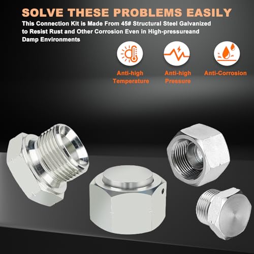 64 Pcs BSPP Plug Kit Hose Tube and Pipe Set Hydraulic Plug Kit Galvanized 45# Steel with Precision Threading Dash Sizes-02-04 -06-08-10-12 -16 by Legines - Image 2