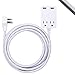 GE Pro Designer, 10 Ft Braided Extension Cord, Charging Station, Surge Protector Power Strip, Flat Plug, 3 prong, 2 Outlets, 2 USB Ports, 2.4 Amp, 12 Watt, 250 Joules, Wall Mount, 38432