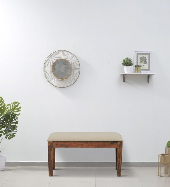 FLATU ART Furniture Solid Wooden sheesham Dining Bench for Dining Room Living Room | for Seating 2 Person Wooden Bench Home Furniture (Teak Finish)-image-44