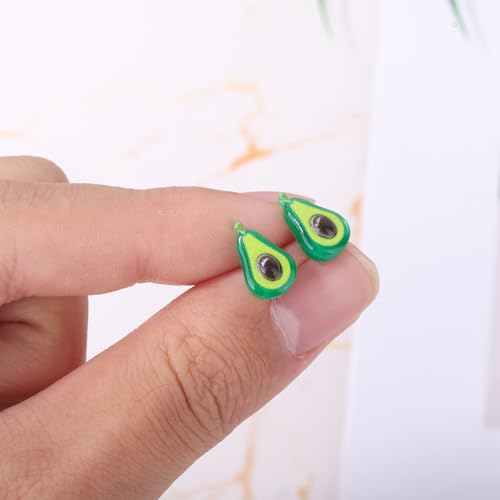 6 Pairs Fruit Earrings Studs, Adorable Plastic Earrings for Sensitive Ears Cute Strawberry Starfruit Corn Avocado Ear Jewelry for Women - Thumbnail 4