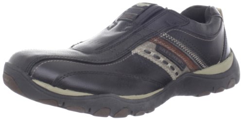 Skechers USA Men's Relaxed Fit Memory Foam Artifact Excavate Slip-On,Black/Taupe,11 M US