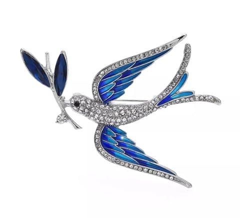Image of GFM® Women's Swallow Bird Rhinestones Ladies Brooch Pin - Christmas, Mother's day, Birthday, Valentines (BRCH-SW-940B-NL)