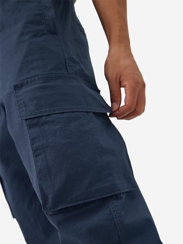 Image of The Souled Store Navy Blue Men and Boys Buttoned Straight Fit Cargo Ripstop Joggers