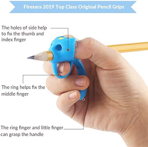 Firesara Pencil Grips for Children, Upgraded Posture Correction Pen Grips Corrector 3 Pack Finger Grips for Righties and Lefties