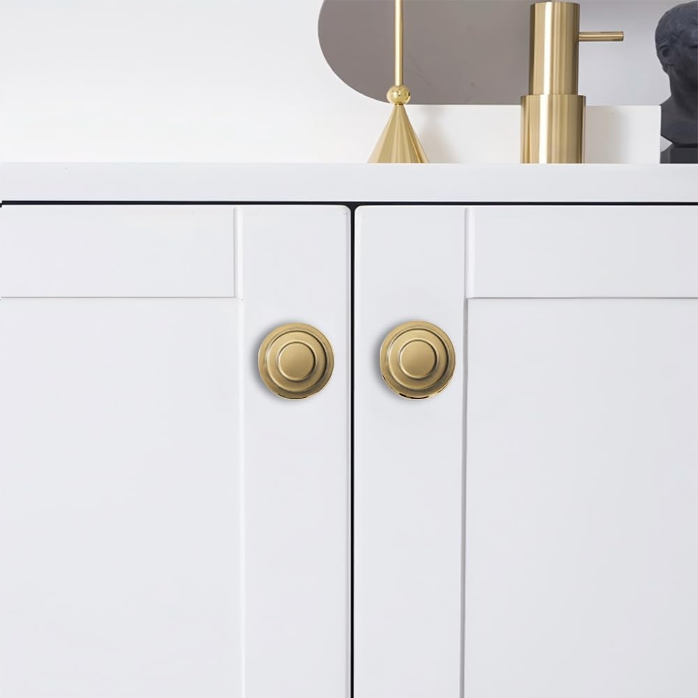 10 Pack Solid Brushed Brass Knob Hardware Cabinet Handles Kitchen Cabinet Hardware Vanity Handles Bathroom Cabinet pulls