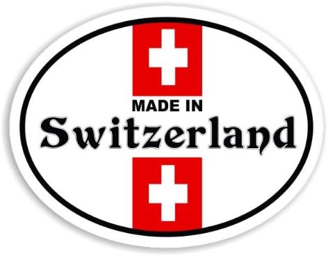 Made In Switzerland - Swiss Flag Car Sticker / Window Decal Bumper Badge