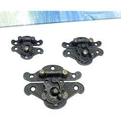 Mini Padlock 4Pcs Antique Cabinet Lock Decorative Furniture Lock Latch Hasp Lock with Screws For Lockers Gabinets Toolbox Antique Retro Vintage Decorative