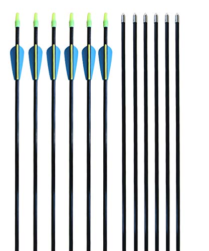 CQ Archery Practice Fiberglass Arrows 28inch Recurve Bow Arrows for Beginners or Kids Youth Arrows for Bow(12pcs)