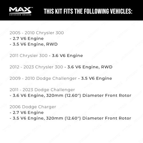 Image of MAX Advanced Brakes - Brake Kit For 2006-2023 Dodge Charger (12.6 inch Dia Fr Rotor), Dodge Challenger, Chrysler 300| Carbon Ceramic Brake and Rotor Kit Front and Rear| Cross-Drilled Brake Rotors