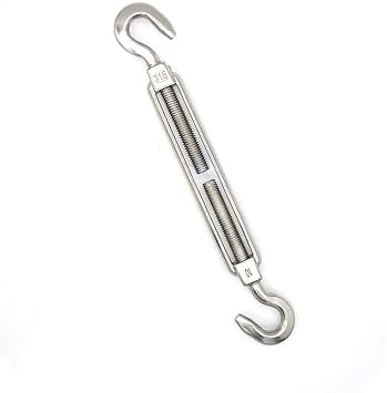 Marine Grade Stainless Steel 316 Hook and Hook Turnbuckle, 1000lbs Working Load Limit, 3/8" Threaded Heavy Duty,Durable,Weather Resistant