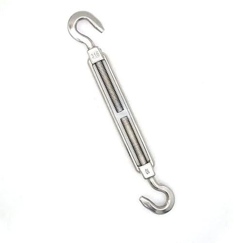 Marine Grade Stainless Steel 316 Hook and Hook Turnbuckle, 1000lbs Working Load Limit, 3/8" Threaded Heavy Duty,Durable,Weather Resistant