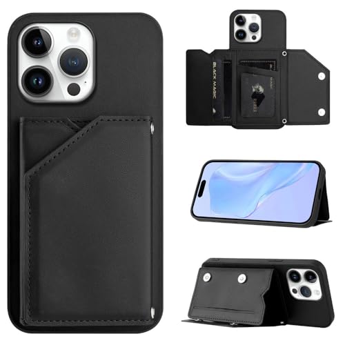 Étui portefeuille iPhone Xs Max noir en cuir anti-choc et rayures