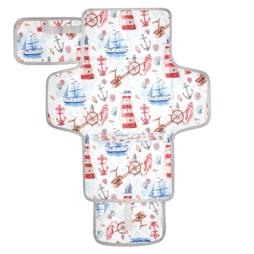 Kigai Sailboats Portable Changing Pad Travel Waterproof Foldable Baby Changing Pad Baby Diaper Mat for Newborn Girls and Boys