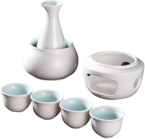 KryZaroおしゃれ陶器製酒器セット 美濃焼伝統デザイン 徳利・おちょこ・フラスコ・燗瓶・酒カップ一式 日本酒・焼酎両対応 熱燗器・冷酒器兼備 接客パーティー・自宅くつろぎ用最適?