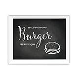 Andaz Press Wedding Party Signs, Vintage Chalkboard Print, 8.5x11-inch, Build Your Own Burger Bar Please Enjoy Reception Dessert Table Sign, 1-Pack, Unframed
