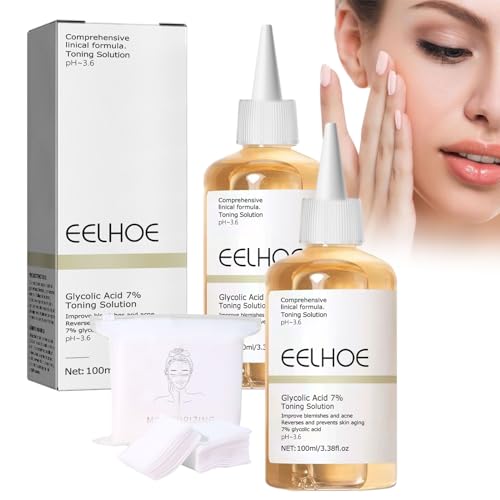 2PCS Glycolic Acid 7% Toning Resurfacing Solution,Glycolic Acid,Tónico para Rostro,Solución Tonificante Exfoliante,Ácido glicólico 7 tónico,apto para todas las pieles (Amarillo)