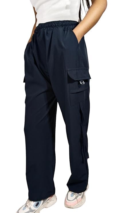 Image of ARYANSH Shoppe 4 Pocket Straight-Fit Cargo Trouser Pants for Kids Girls | Stylish High-Waist Casual Wear with Pockets | Small to XXL