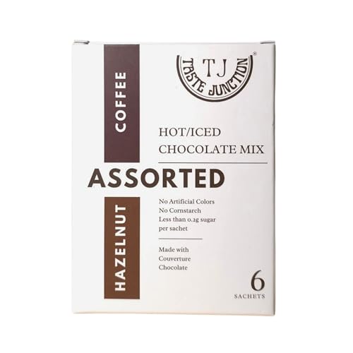 Image of Taste Junction Iced /Hot Chocolate Mix | Hazelnut & Coffee | Assorted Pack | 6 Sachets | <0.2G Sugar | Belgian Chocolate