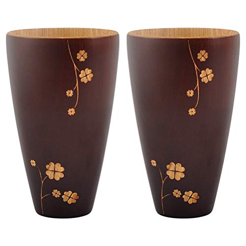 2 unidades de copo de água de madeira esculpida caneca de bebida xícara de café xícara de chá exclus