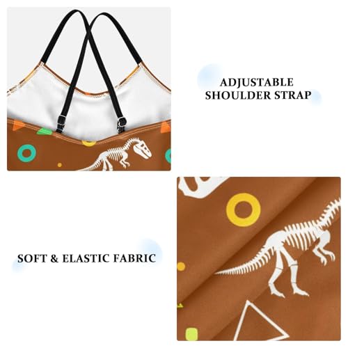 Dinosaur Dino Fossil Skull Brown Girls One Piece Swimsuit Beach Swimwear 23016523