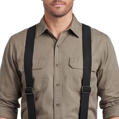Image of Suspenders for Men Black, Professional Elastic Braces with Strong Clips, Durable Support for Work and Formal Wear, Adjustable Design for Daily Comfort, Black Color Polyester Material