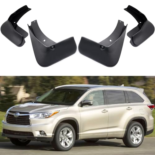 Image of Front Rear Mud Flaps Compatible with Toyota Highlander 2014-2019 | Splash Guards Mud Guards Set of 4, Black