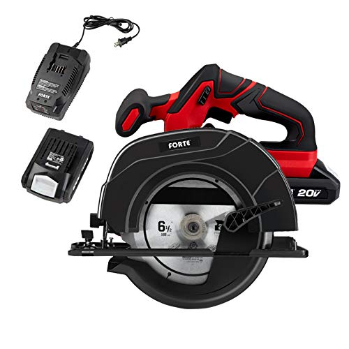 Promo Discount Up To 70% Off FORTE Cordless Circular Saw 20V MAX 6-1/2 IN. Power Circular Saw with Battery, Adjustable Cut Depth & Cut Bevel for Wood Worker Household DIY Project