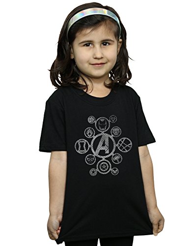 Marvel Girls Avengers Infinity War Distressed Metal Icons T-Shirt Black 7-8 Years