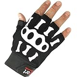 [SGHFREV] ハーフフィンガー スカル グローブ ドクロ フィンガーレス 指なし スケルトン 骨 手袋