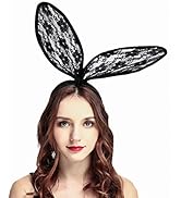 Catery Sexy Bunny Ears Headbands Large Lace Cat Ears Headband Headpieces Women Halloween Hair Hoo...