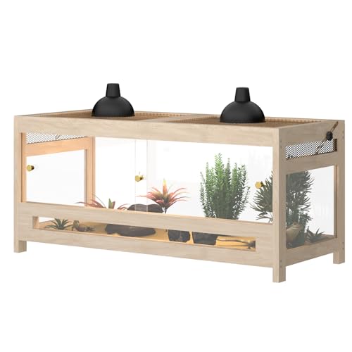 Large 80 Gallon Reptile Tank with Mesh Flip-Top – 4x2x2 Bearded Dragon Enclosure with Acrylic Panels & Wooden Frame for Snakes & Geckos