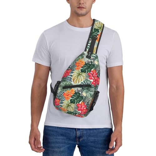 Mochila bandolera sling con estampado hibisco miniatura 7