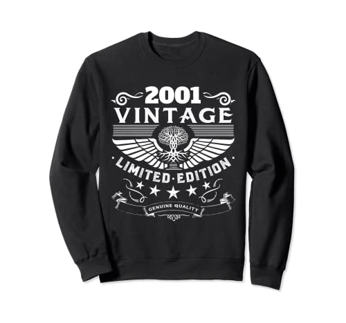 Camiseta vintage 2001 para mujer, edición limitada, cumpleaños 2001 Sudadera