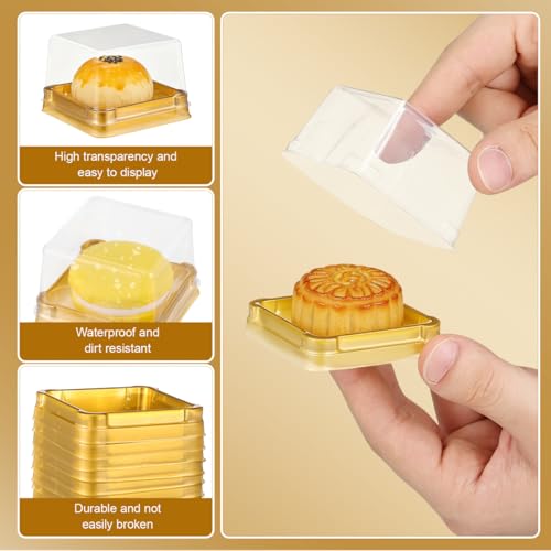 Image of DOITOOL 150 Pack Single Clear Plastic Mooncake Box with Transparent Lids, Square Moon Cake Trays Mooncake Packaging Boxes, Muffins Dome Box Transparent Dessert Boxes (2.1x 2.1x1.5inch)