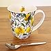 Tasse 10cm Porzellan mit Zitronen Motiv - 0,4L Keramiktasse Porzellangeschirr - Kaffeetasse Teetasse Kakaotasse - Sommergeschirr Tassen & Becher - Porzellantasse mediterran Gelb Weiß