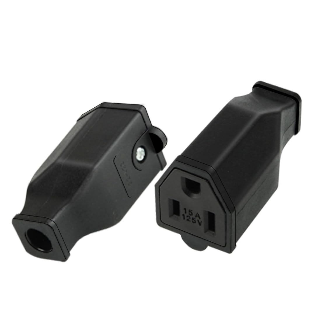 JORINDO 2 Pack NEMMA 5-15R Extension Cord Ends Electrical Replacement Connector 15A 125V Socket.NEMA 5-15R, 2Pole 3Wire, Straight Blade, Female Connector Plug (5-15R Socket 2 pcs)