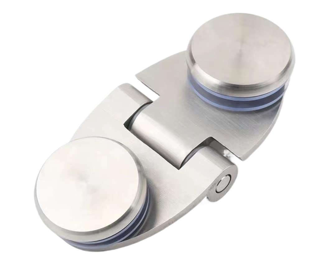 Glass Door Hinges,Round Clamp Zinc Alloy Pivot 90 Degree Replacement for 6-8mm Rimless Cabinet(180 Degree Double Side)