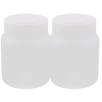ELECTROPRIME 2Pcs 300ml Plastic Round Wide Mouth Chemical Sample Reagent Bottle Thickening