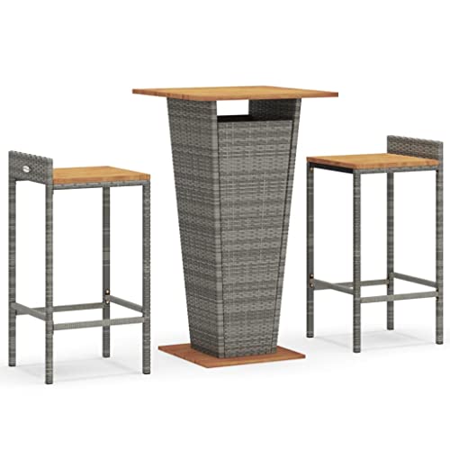 Ensemble de bar de jardin en rotin table haute et tabourets de balcon