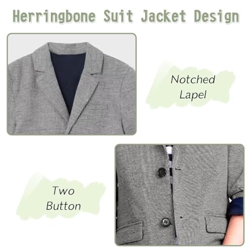 Boy Herringbone Suit Blazer Retro Tuxedo Formal Tweed Fashion Wedding Homecoming Kids Coat Jacket Cute2