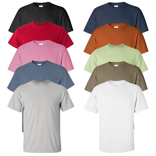 Gildan Brands Mens T-Shirt Ultra Cotton, 6 oz. Adult Tee, Multipack 1I3I6I10