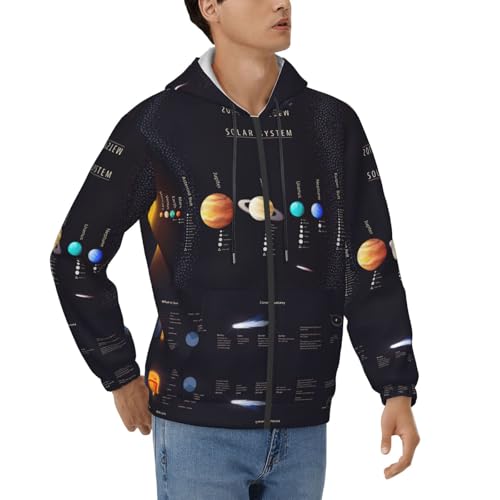 Sweat à capuche homme système solaire manches longues : fini le look basique ennuyeux