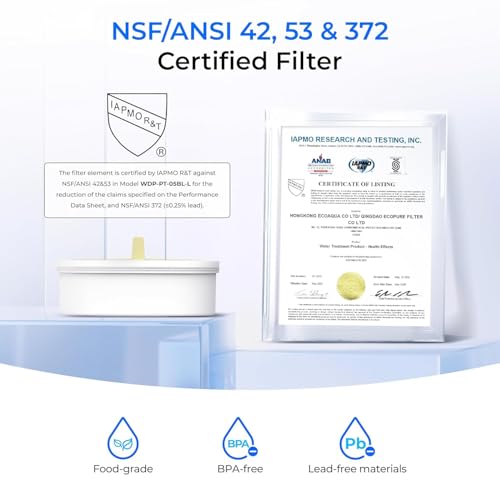 Image of Waterdrop Glass Water Filter Pitcher with 1 Filter, Eco-Friendly, with NSF 53&42&372 Certified Filter, 7-Cup, Reduces PFOA /PFOS, Chlorine, Cadmium, Copper, Mercury, BPA Free, Easy to Clean, Black