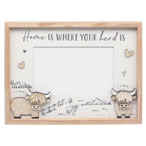 Lesser & Pavey Cadre photo en bois de vache des Highlands Love & Affection | Cadre photo rustique pour affiches et photos | Grand cadre en bois pour mur et table | Cadre...