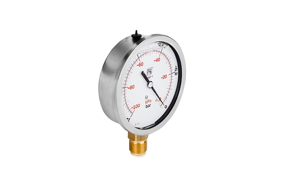 Hydraulik Manometer DN100 Glyzerin Gefüllt 100mm Hydraulische Druckmessgerät Manometer Glyzerin Messgerät Glycerin Manometer mit radialem Anschluss Vacuometr 1/2” -1-0 BAR VM100RL1/2-1-0