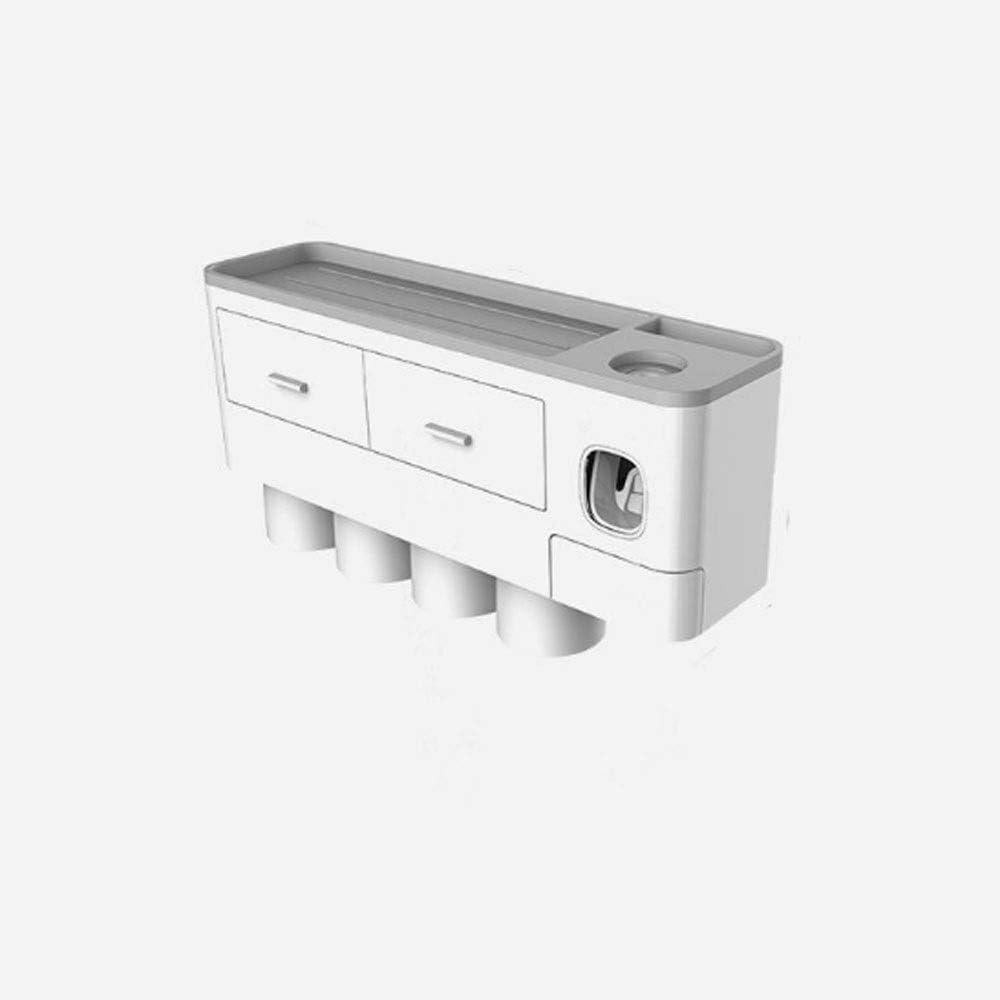 New Toothbrush Holder Automatic Toothpaste Dispenser with Cup Wall Mount Toiletries Storage Rack Bathroom Accessories Set(30cm)
